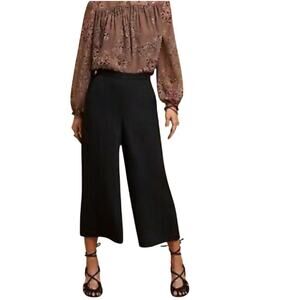 Aritzia Wilfred Black Pull On Elastic Cropped Dress Pants Wide Leg Size Small